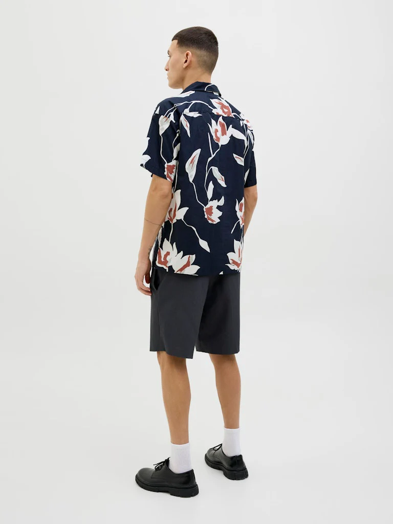 Jack & Jones Blapalermo Print Resort SS Shirt Navy - 091 - Image 4