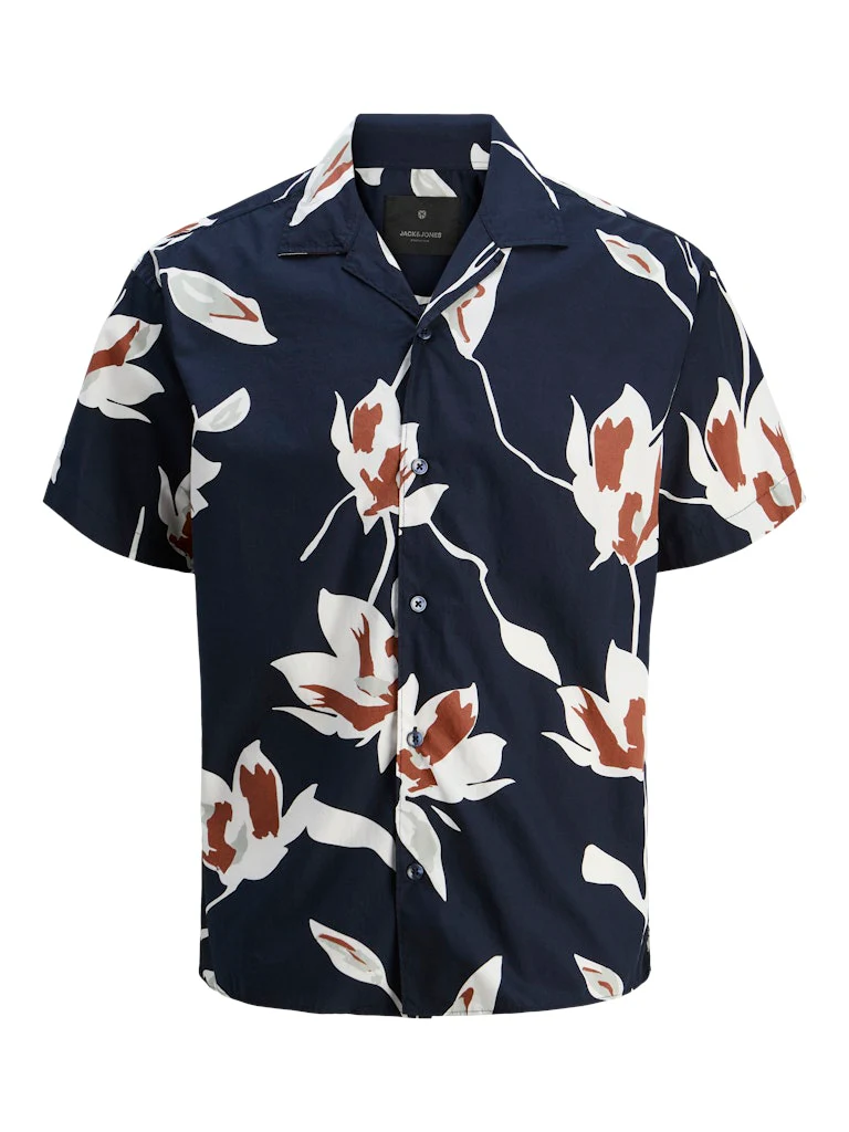 Jack & Jones Blapalermo Print Resort SS Shirt Navy - 091 - Image 5