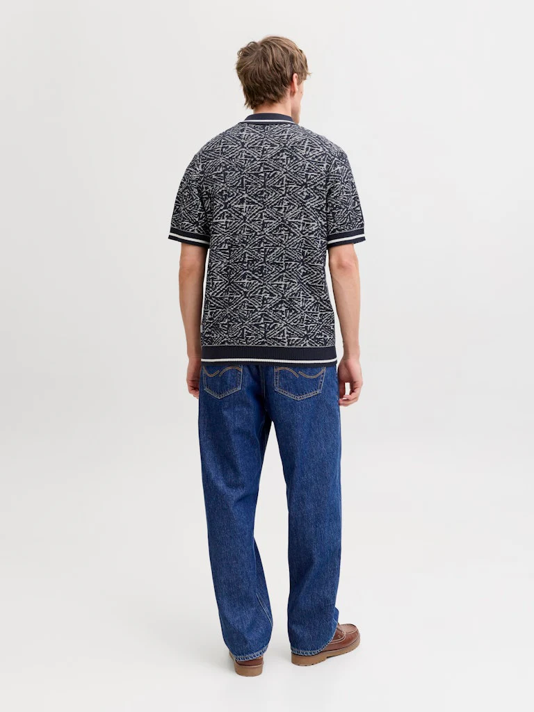 Jack & Jones Bluzack Structure Knit Polo (Sky Captain) Navy - 004 - Image 3