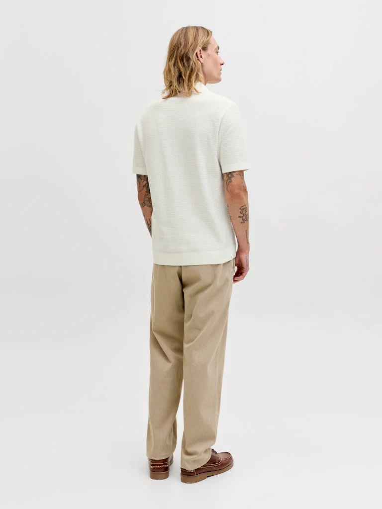 Jack & Jones Riley Knit SS Polo (Cloud Dancer) Ecru - 050 - Image 3