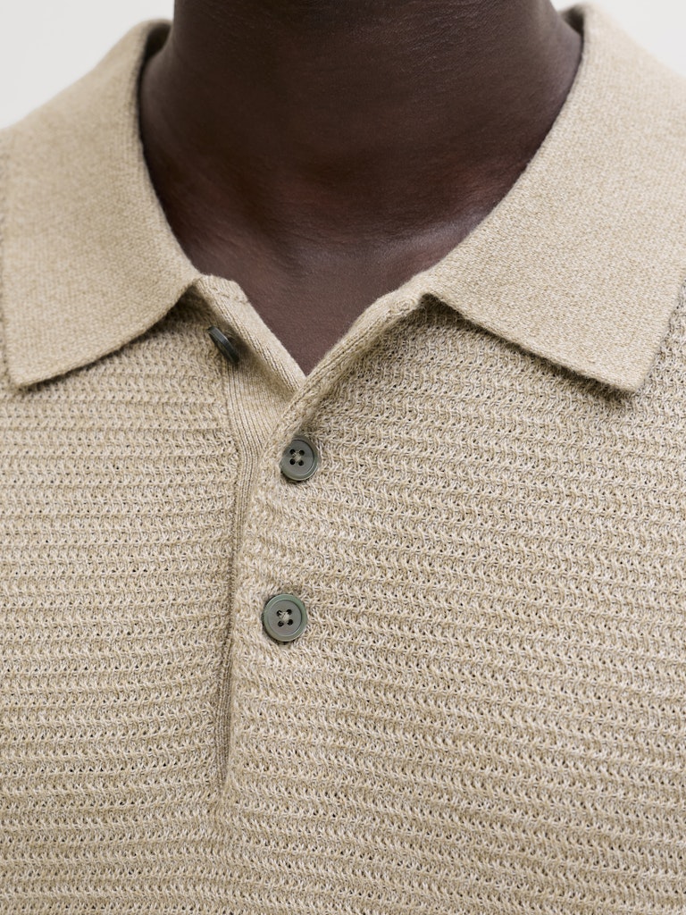 Jack & Jones Riley Knit SS Polo (Lemon Pepper) Beige - 054 - Image 3
