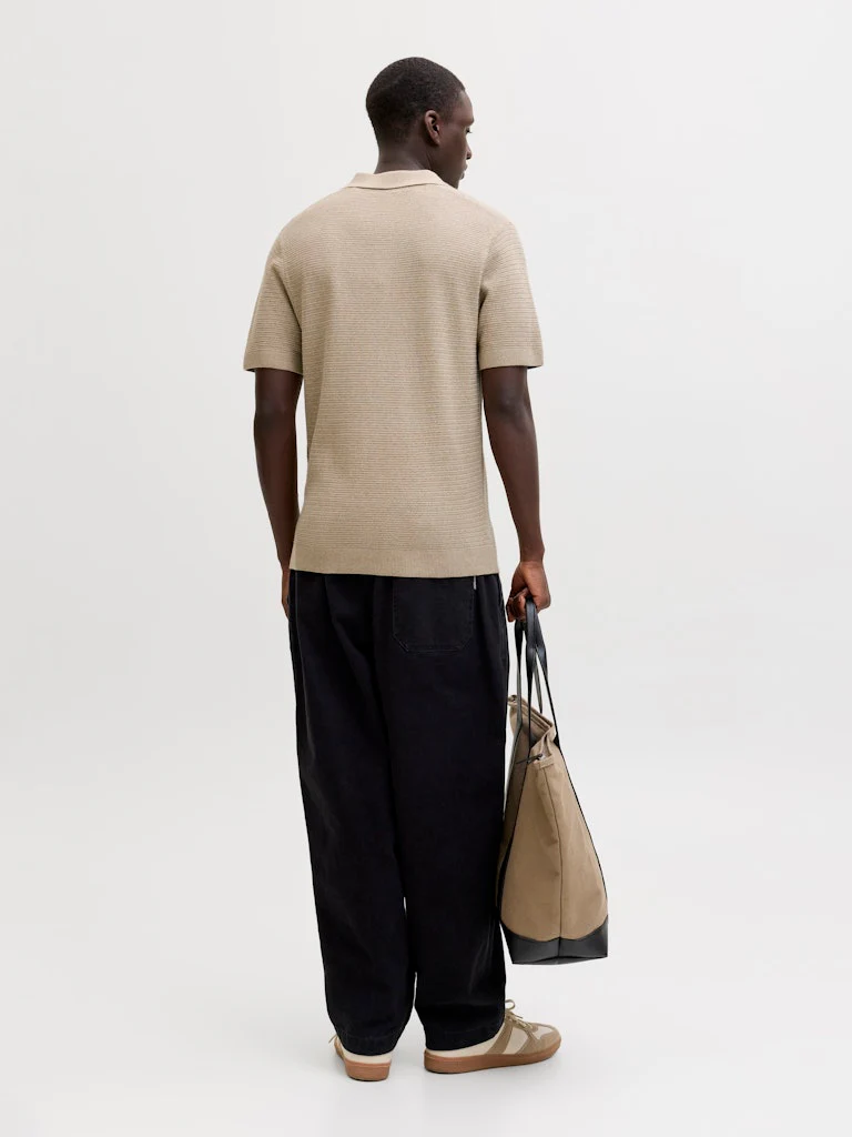 Jack & Jones Riley Knit SS Polo (Lemon Pepper) Beige - 054 - Image 5