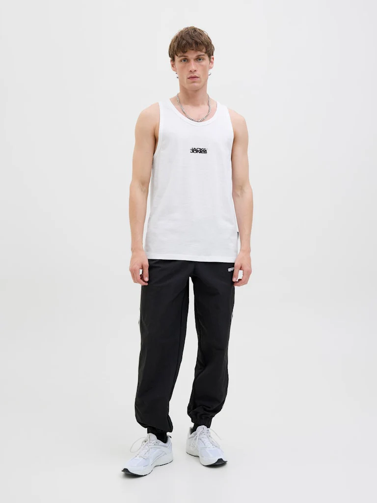 Jack & Jones Sago Small Logo Slub Tank Vest Top White - 397 - Image 6