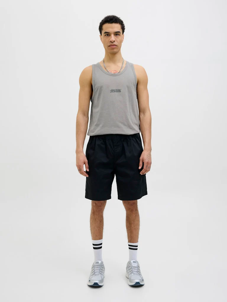 Jack & Jones Sago Small Logo Slub Tank Vest Top Grey - 375 - Image 3