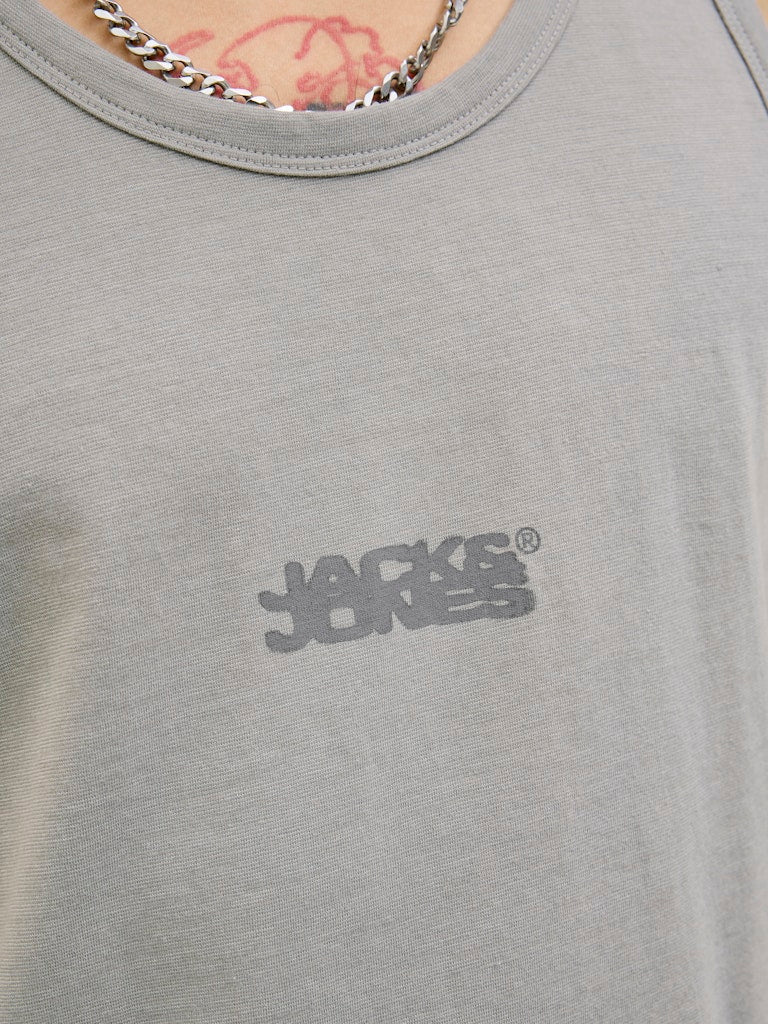 Jack & Jones Sago Small Logo Slub Tank Vest Top Grey - 375 - Image 6