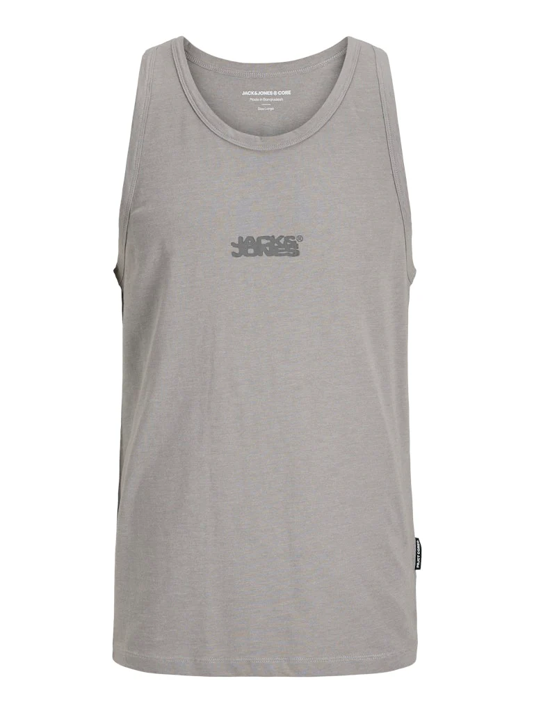 Jack & Jones Sago Small Logo Slub Tank Vest Top Grey - 375 - Image 7