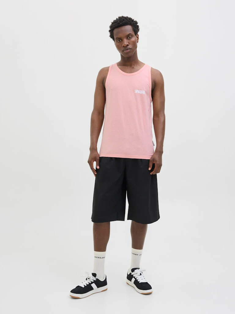 Jack & Jones Sago Small Logo Slub Tank Vest Top Pink - 376 - Image 3