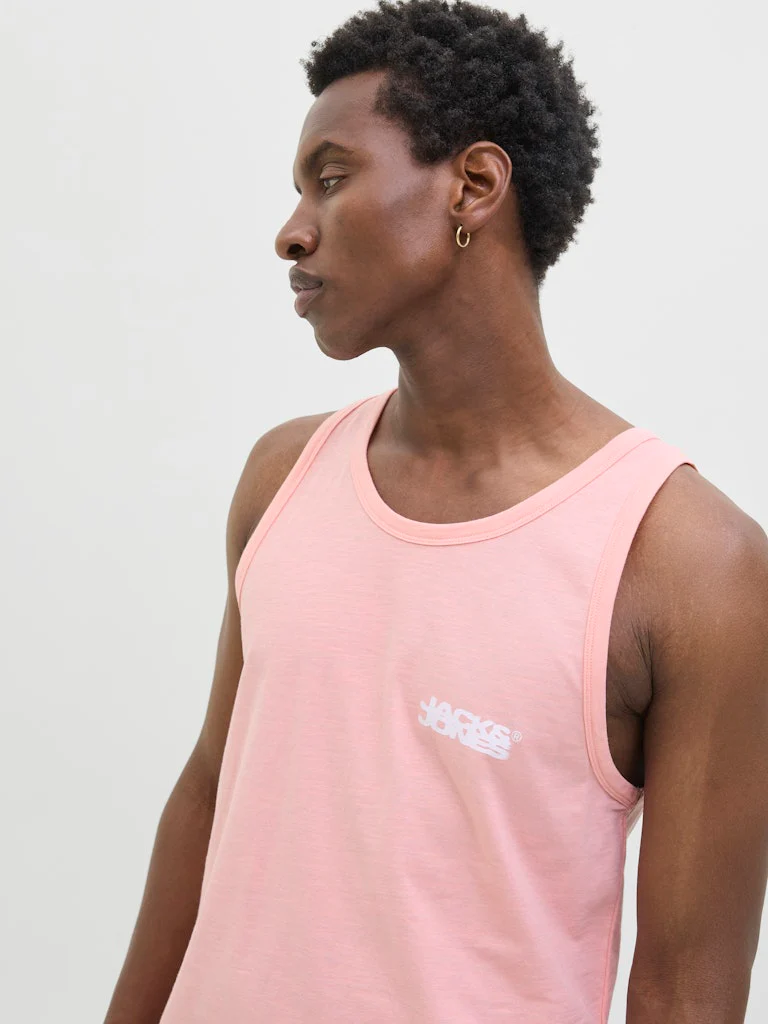 Jack & Jones Sago Small Logo Slub Tank Vest Top Pink - 376 - Image 4