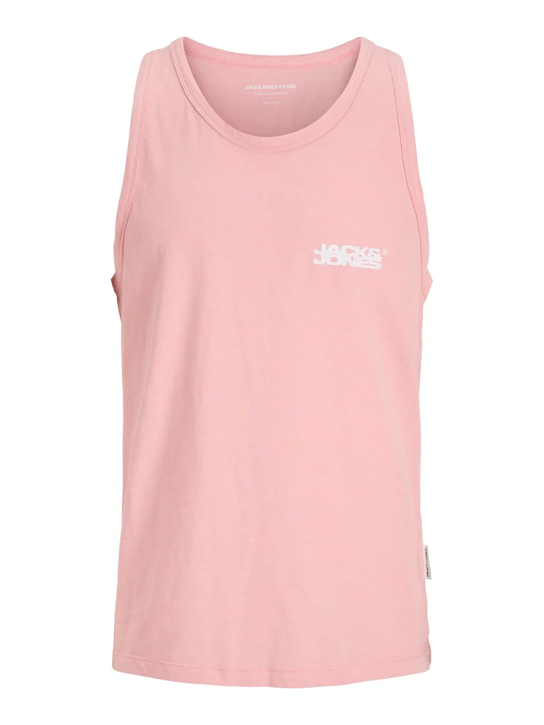 Jack & Jones Sago Small Logo Slub Tank Vest Top Pink - 376 - Image 5