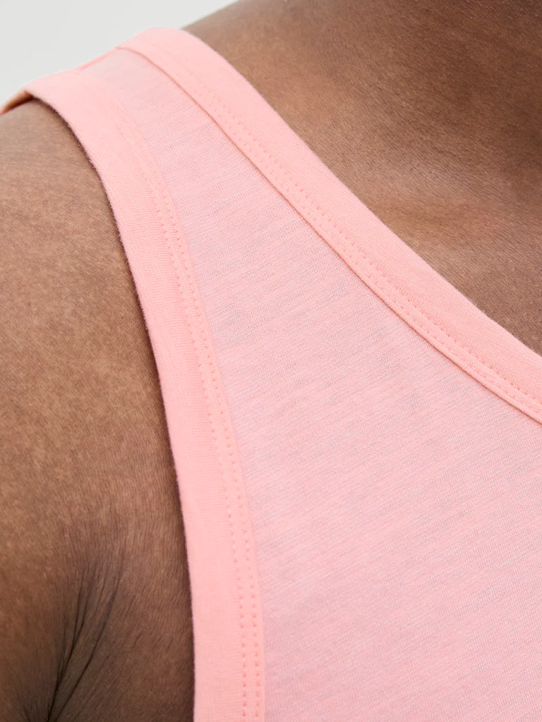 Jack & Jones Sago Small Logo Slub Tank Vest Top Pink - 376 - Image 7