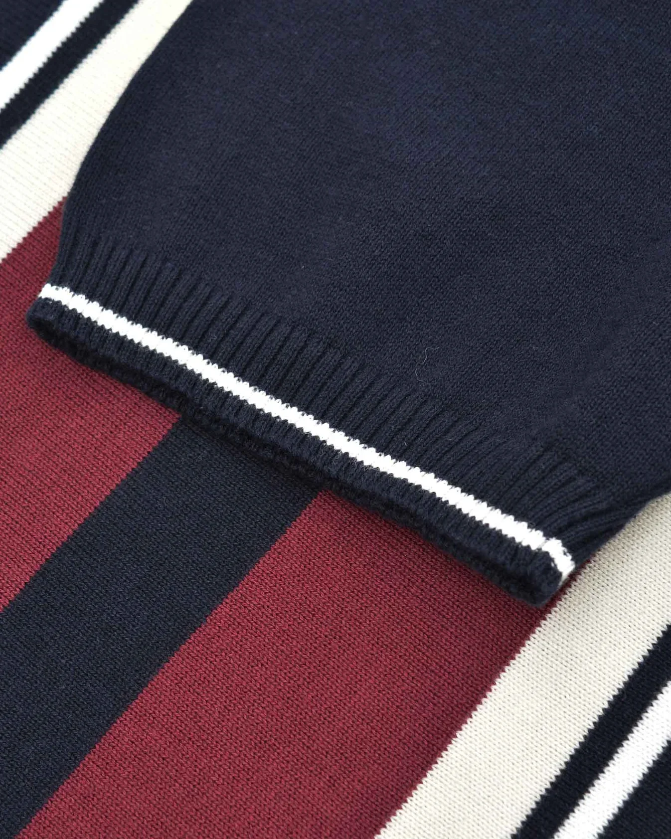 Lambretta Greco Striped SS Knit Polo Navy/Burgundy - 052 - Image 5