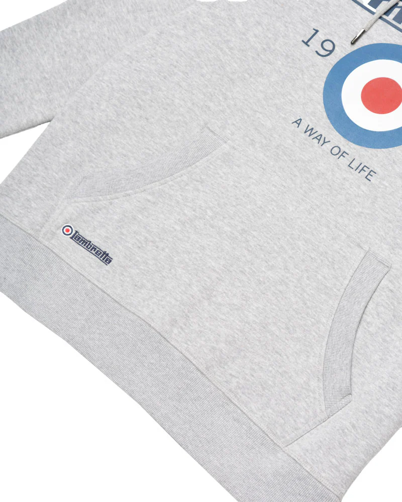 Lambretta Target Hoodie Marl Grey - 563 - Image 5