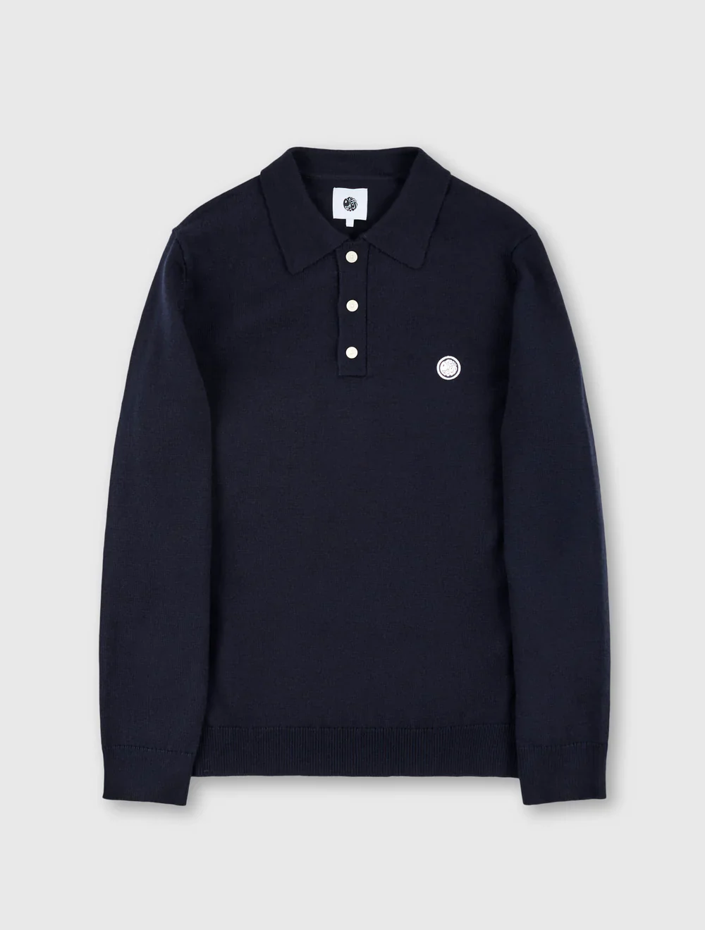 Pretty Green Merino Blend knit L/S Polo Navy - 086 - Image 6