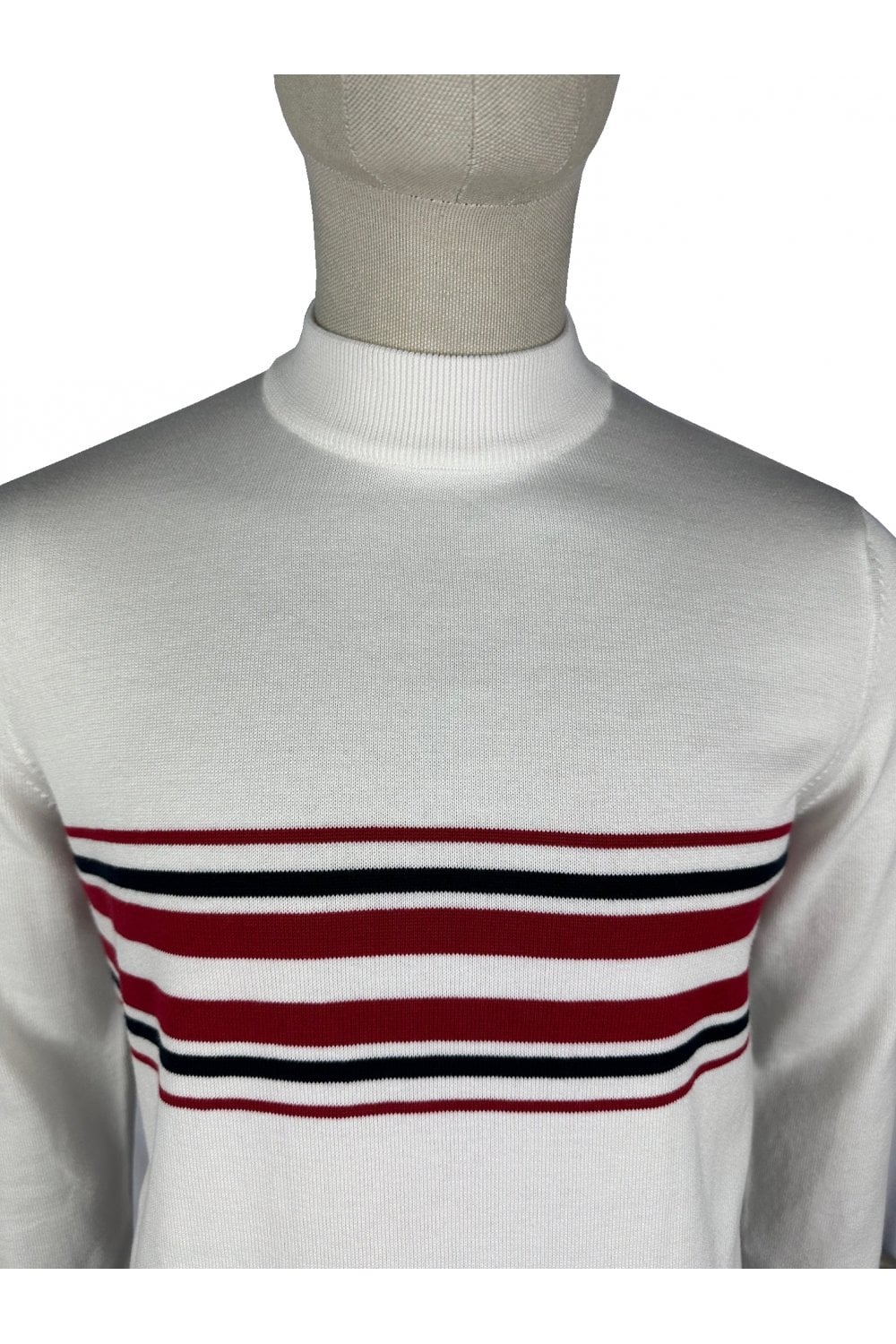 SKA & SOUL 'Knebworth' Border Stripe Turtle Neck Fine Gauge Jumper Ecru SS/2560 - 598 - Image 3