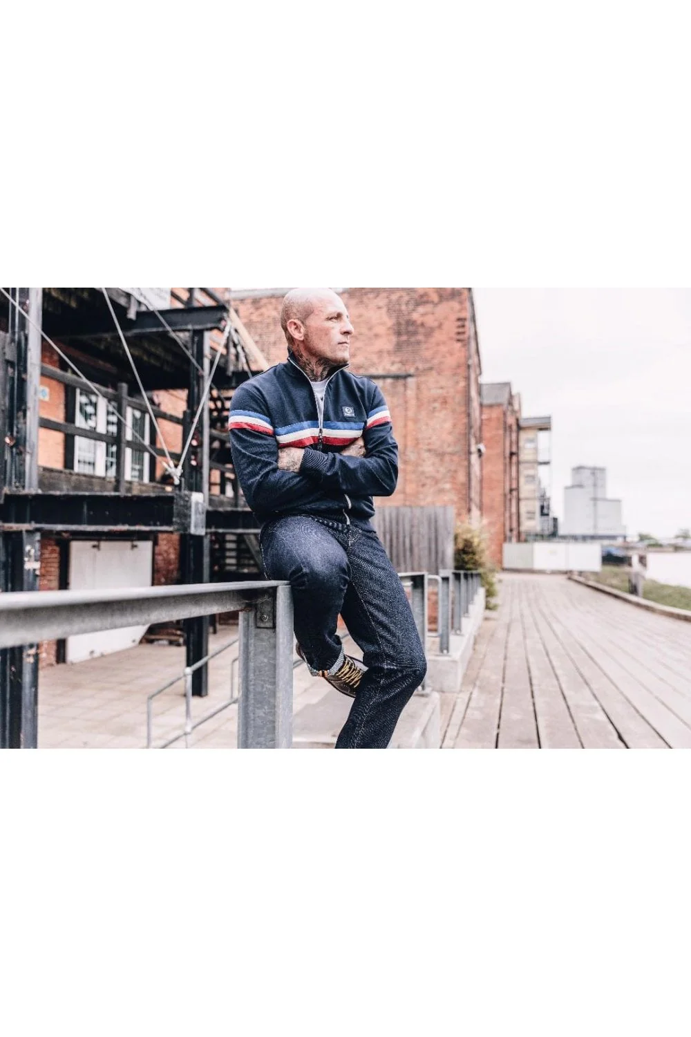 TROJAN Retro Stripe Track Top TR/9002 Navy - 508 - Image 4