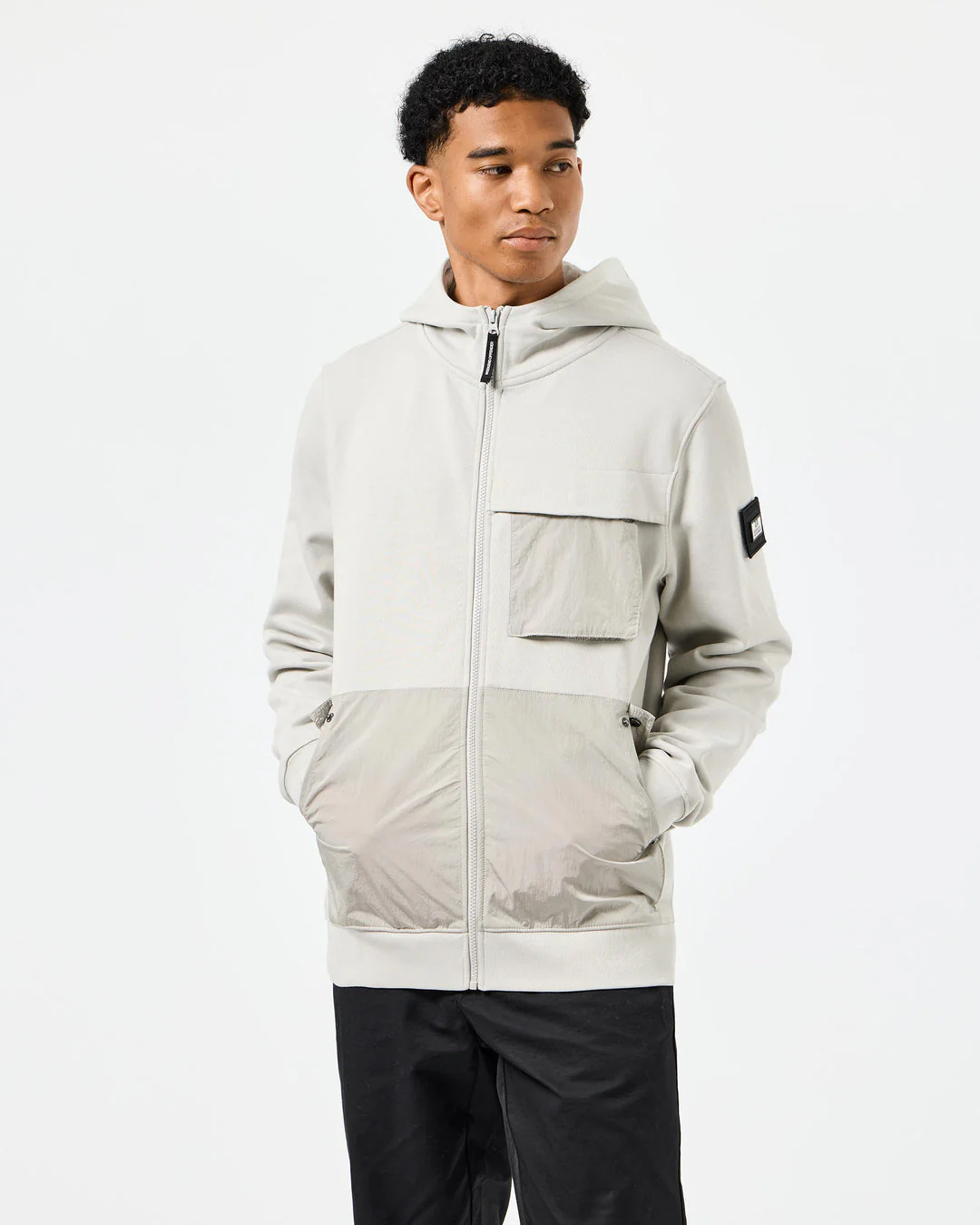 Weekend Offender Daponte Zip Through Hoodie Rhino - 410 - Image 3