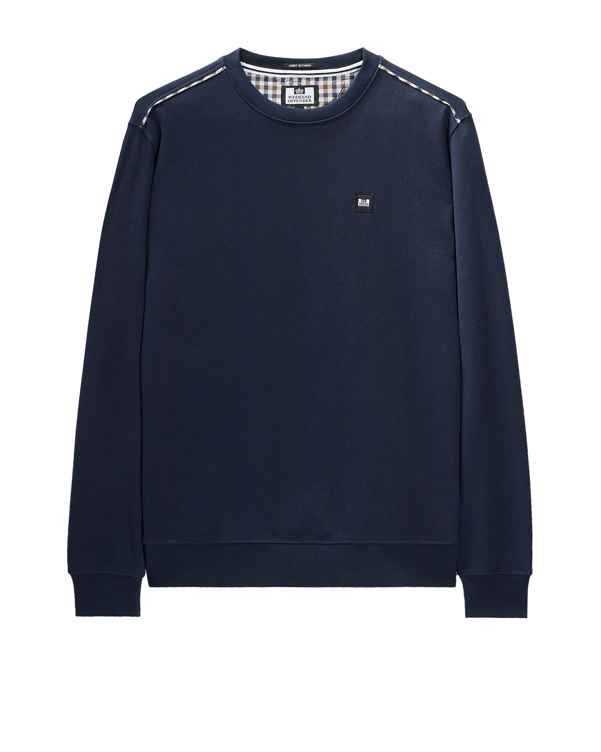 Weekend Offender Vega Sweater With Check Piping Detail Navy - 428 - Image 3