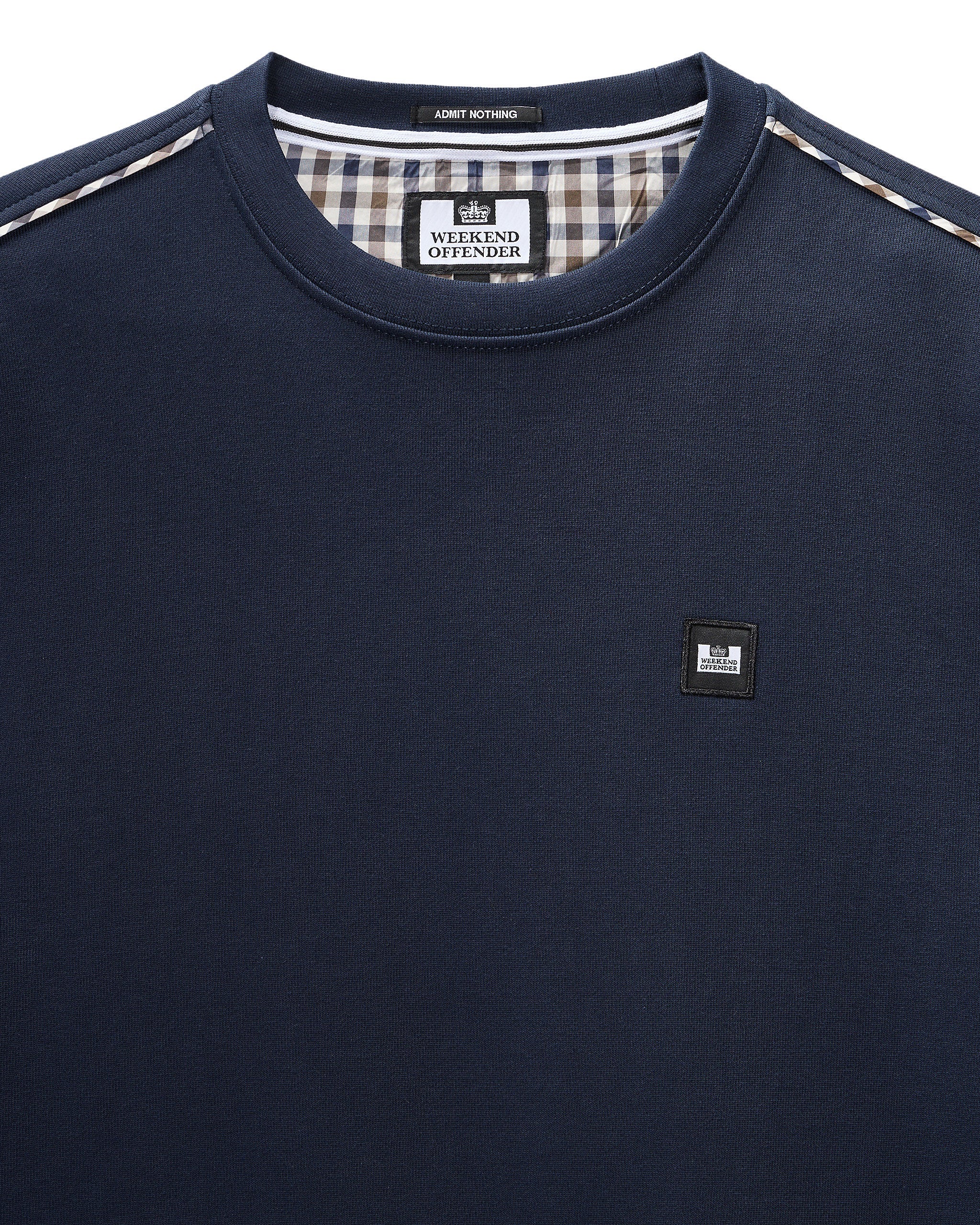 Weekend Offender Vega Sweater With Check Piping Detail Navy - 428 - Image 5